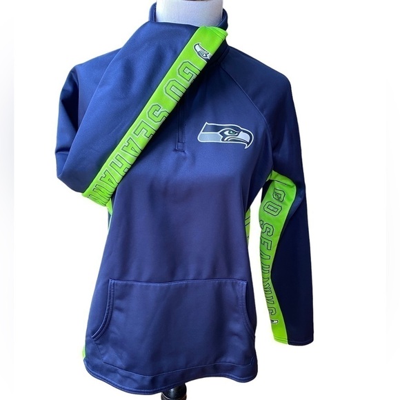 G-lll Sports Apparel Seattle Seahawks Fleece Lined Pullover 1/4 Zip NFL Men L - Picture 1 of 15